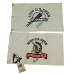 Retief Goosen Signed 2001 & 2004 US Open Embroidered Flags & Credentials JSA ALOA 