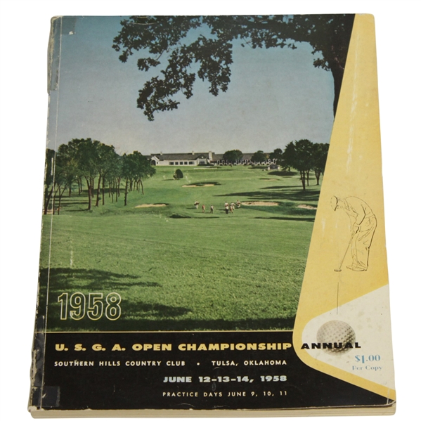1958 US Open at Southern Hills Program - Tommy Bolt Winner