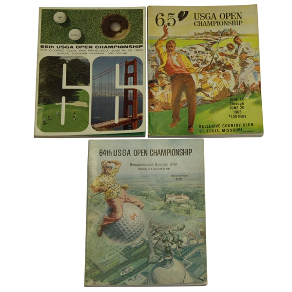 1964, 1965 & 1966 US Open Program Assortment - Venturi, Player & Casper Victories