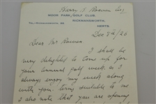 Alex (Sandy) Herd Signed Handwritten Letter - 1902 Open Champ JSA Full Letter #X77095