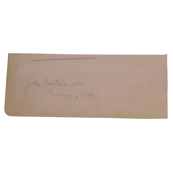 Jock Hutchison Signature w/ Chicago, IL Inscription JSA Full Letter #X75251