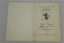 Alf Perry Signed Event Menu - 1935 Open Championship Winner JSA ALOA