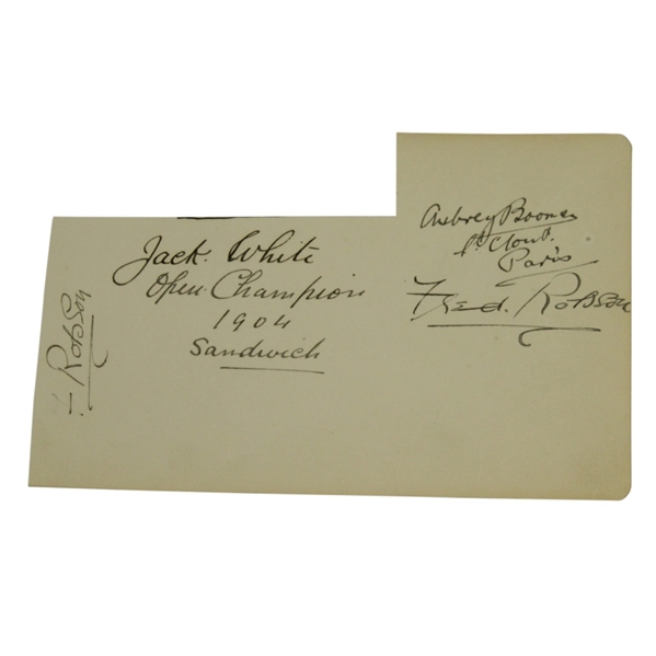 Jack White (1904 Open Champ), Aubrey Boomer, and Fred Robson Signed Page JSA ALOA
