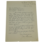 Jim Barnes Signed 12/10/52 Handwritten Letter - 1921 US Open Content - PSA/DNA Full #U07885