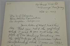 Jim Barnes Signed 12/10/52 Handwritten Letter - 1921 US Open Content - PSA/DNA Full #U07885