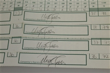 Nick Faldo Signed Used 1991 US Open Scorecards (4) - Phil Mickelson Marker JSA ALOA