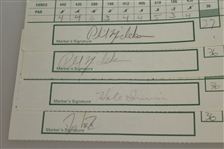 Nick Faldo Signed Used 1991 US Open Scorecards (4) - Phil Mickelson Marker JSA ALOA