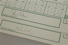 Phil Mickelson Signed Used 1992 US Open Pebble Beach Scorecards (2) JSA ALOA