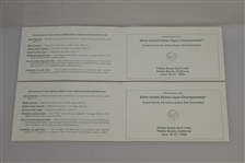 Phil Mickelson Signed Used 1992 US Open Pebble Beach Scorecards (2) JSA ALOA