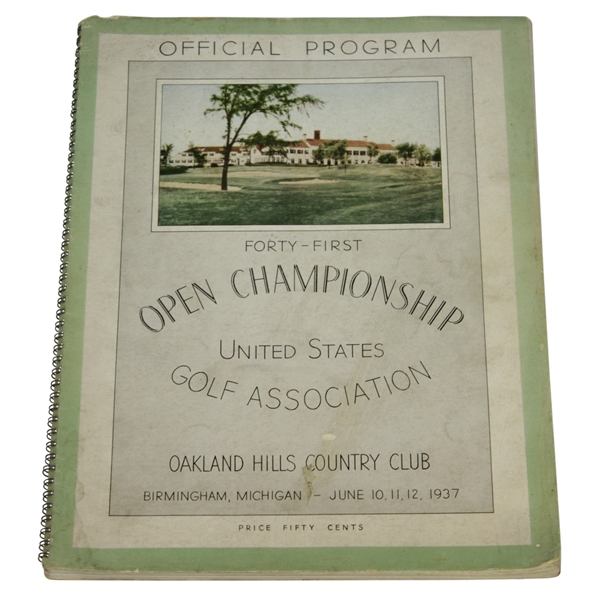 1937 US Open at Oakland Hills CC Official Program - Ralph Guldahl Winner