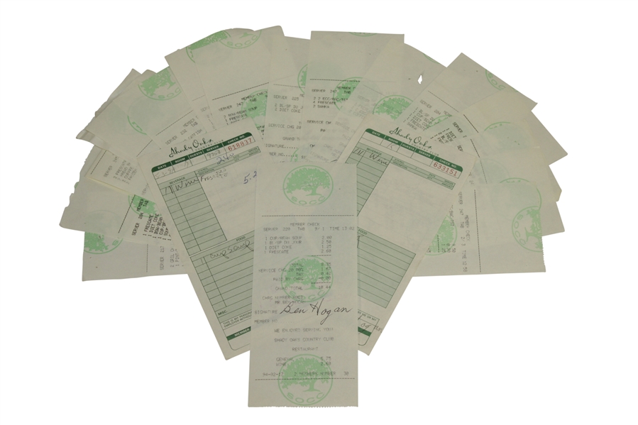 Twenty Ben Hogan Signed Shady Oaks Country Club Member Checks/Receipts JSA ALOA