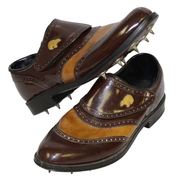 Jack Nicklaus Golden Bear Leather Vintage Golf Shoes - Very Good Condition