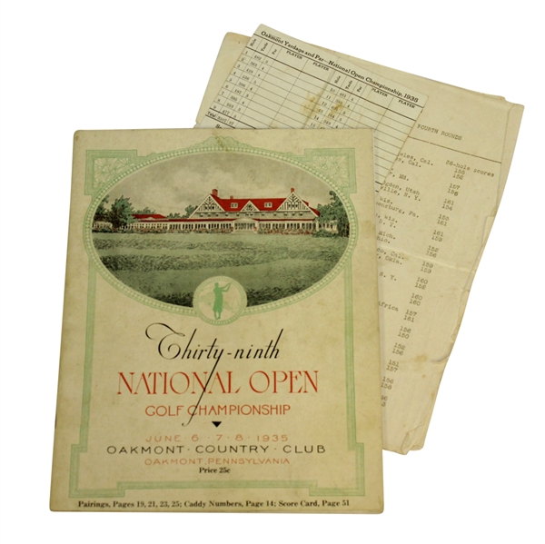 1935 US Open at Oakmont CC Program Signed by Bobby Jones JSA FULL Z42967