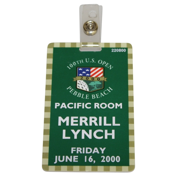 2000 US Open at Pebble Beach Credentials Badge - 1st Leg of Tiger Slam