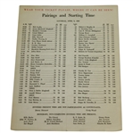 1966 Masters Tournament Pairing Sheet - Jacks 3rd Victory