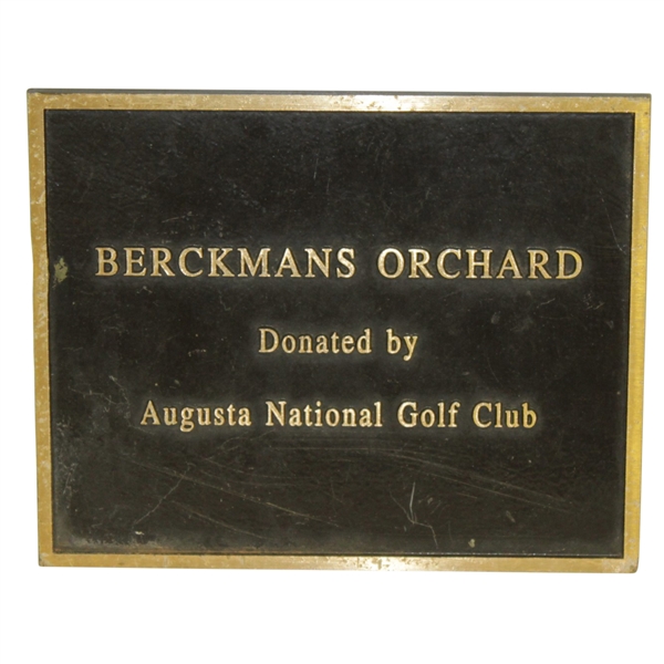 Berckmans Orchard Donated by Augusta National Golf Club Solid Bronze Plaque