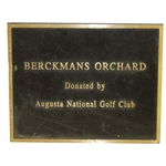 Berckmans Orchard Donated by Augusta National Golf Club Solid Bronze Plaque