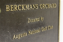 'Berckmans Orchard Donated by Augusta National Golf Club' Solid Bronze Plaque