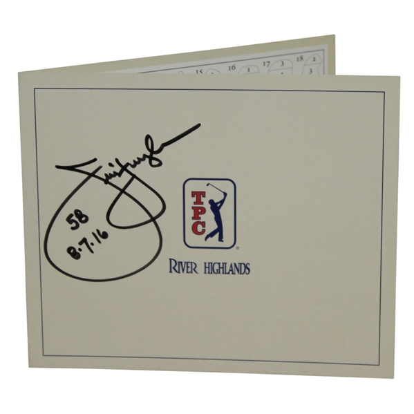 Jim Furyk Signed TPC River Highlands Scorecard with 58 & 8-7-16 Notations JSA ALOA