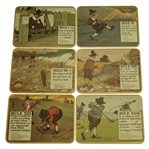 Perrier Golf Rule Coaster Set w/ Illustrations By Charles Crombie - Reproductions of Prints Circa 1905