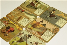 Perrier Golf Rule Coaster Set w/ Illustrations By Charles Crombie - Reproductions of Prints Circa 1905