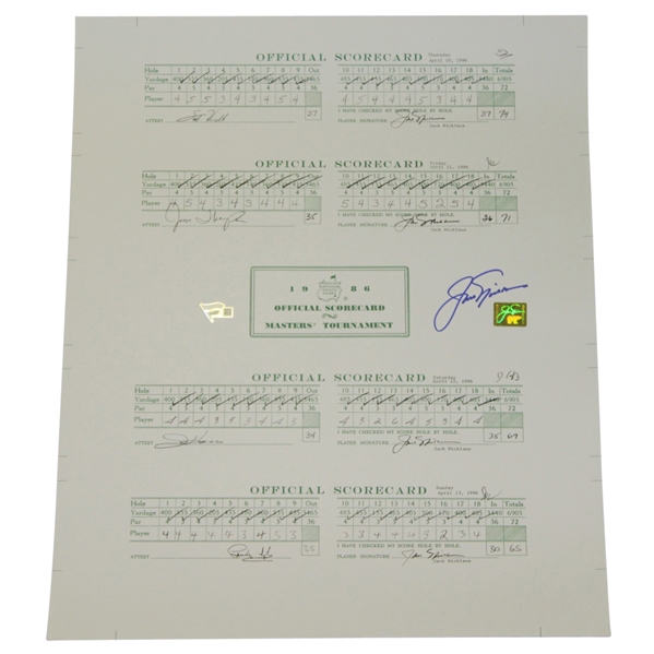 Jack Nicklaus Signed Scorecards From The 1986 Masters - Fanatics/Golden Bear Authentication Stickers