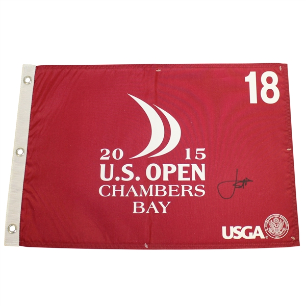 Jordan Spieth Signed 2015 US Open at Chambers Bay Flag JSA Full #Z05107