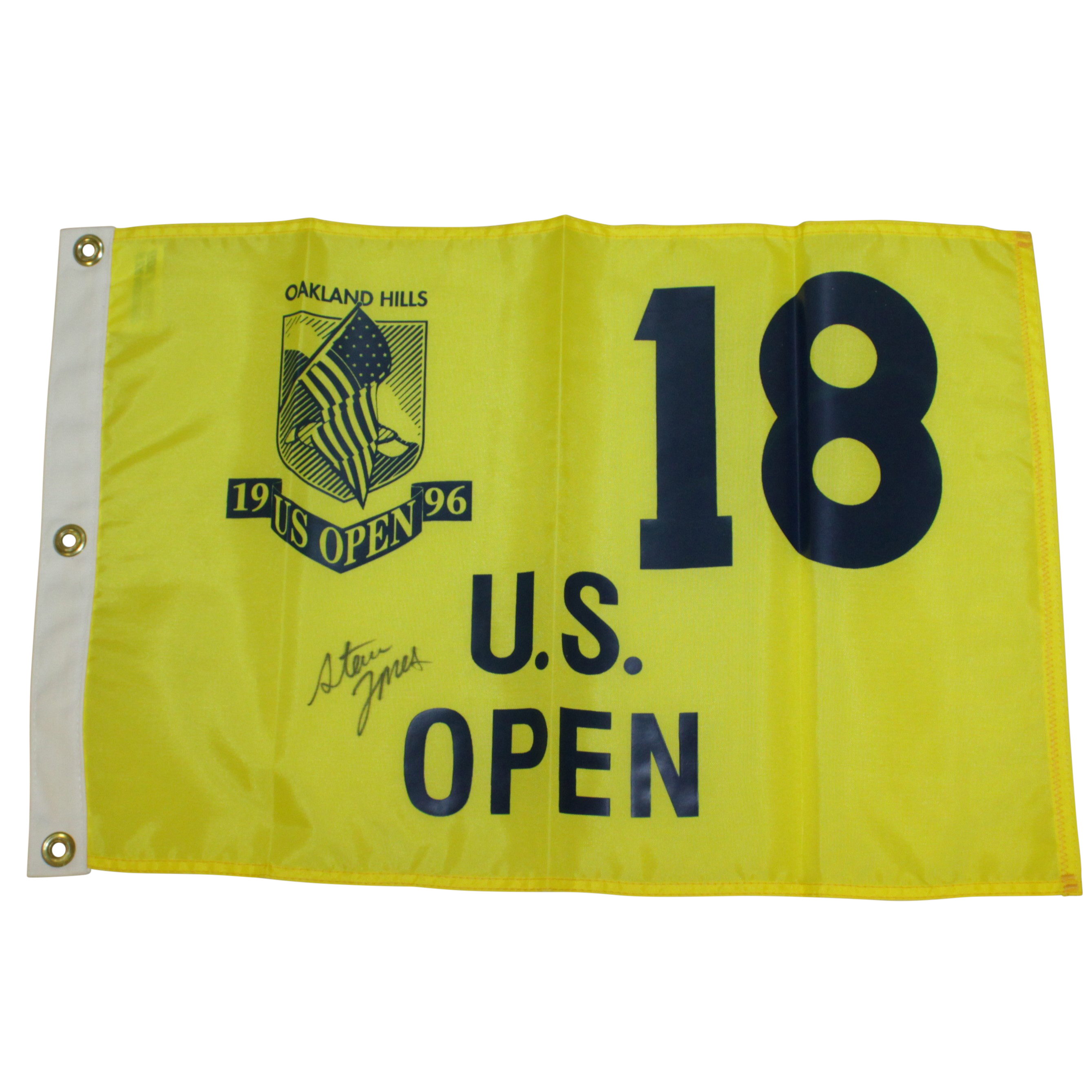 Lot Detail - Steve Jones Signed 1996 US Open at Oakland Hills Flag