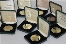 Grouping of Memorial Tournament Honoree Medallion Coins in Leather Boxes - 8 in All