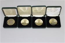 Grouping of Memorial Tournament Honoree Medallion Coins in Leather Boxes - 8 in All