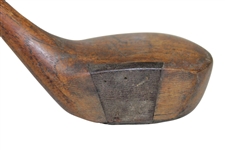 One Piece Wood Shafted Left Handed Wood w/ Unknown Maker & Leather Grip