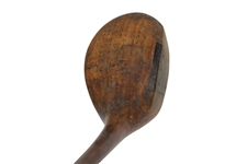 One Piece Wood Shafted Left Handed Wood w/ Unknown Maker & Leather Grip