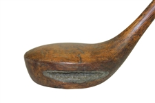 One Piece Wood Shafted Left Handed Wood w/ Unknown Maker & Leather Grip