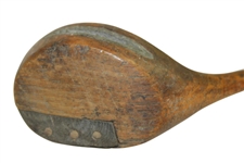 One Piece Wood Shafted Left Handed Wood w/ Unknown Maker & Leather Grip