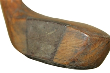 One Piece Wood Shafted Left Handed Wood w/ Unknown Maker & Leather Grip