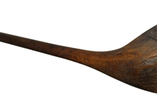 One Piece Wood Shafted Left Handed Wood w/ Unknown Maker & Leather Grip