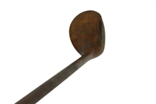 One Piece Wood Shafted Left Handed Wood w/ Unknown Maker & Leather Grip