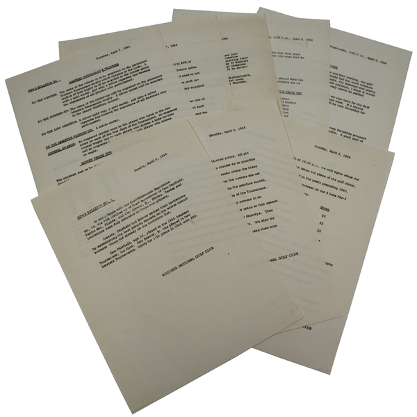 1964 Masters Tournament Daily News Bulletins - 8 Pages - Palmer Win