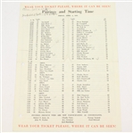 1958 Masters Tournament Friday Pairing Sheet - Palmer First Masters Win