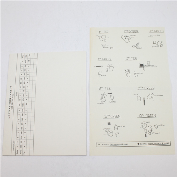 Masters Tournament Press Pad and Masters Photographers & Press Hole Chart