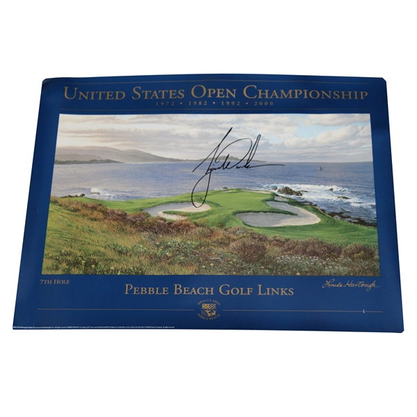 Tiger Woods Signed 2000 US Open Print by Linda Hartough - Large Tiger Sig JSA ALOA