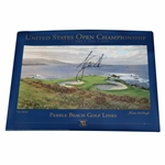 Tiger Woods Signed 2000 US Open Print by Linda Hartough - Large Tiger Sig JSA ALOA