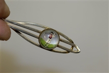Ornate Antique Silver Golfer - Themed Clip / Pin