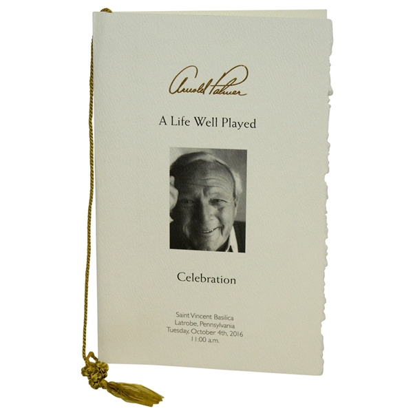 Arnold Palmer Memorial A Life Well Played Funeral Service Program with Original String