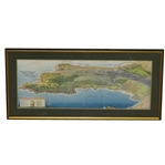 Pebble Beach Cypress Point Framed Vintage Map w/ Monterrey Penninsula
