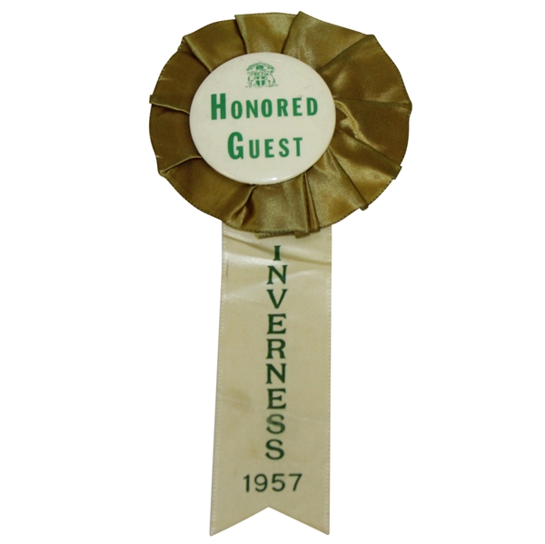 1957 US Open at Inverness Honored Guest Button with Ribbon