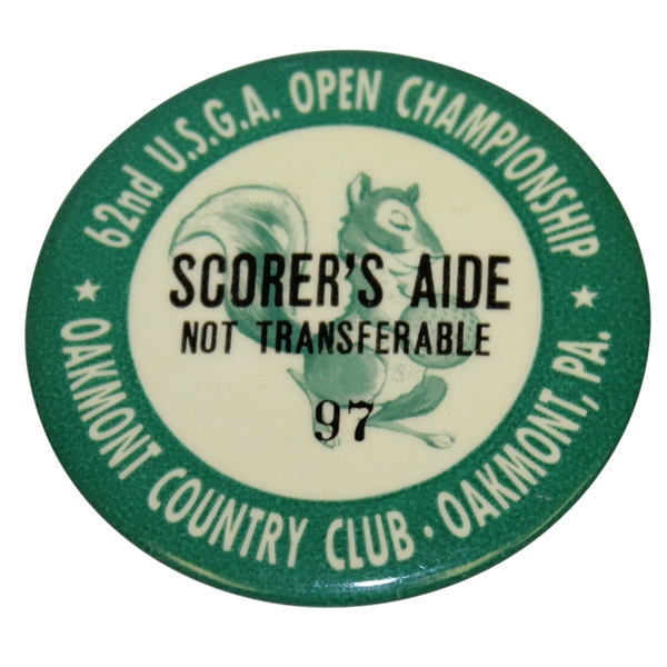 1962 US Open at Oakmont Country Club #97 - Scorers Aide - Nicklaus First Major Win