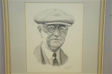 Donald J. Ross Original Charcoal Piece by Famed Artist J. McQueen