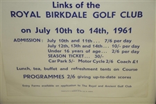 1961 Royal Birkdale Open Golf Championship Ticket Offering Poster - Arnold Palmer Victory