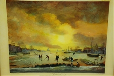 'Winter' Print w/ People Skating & Golfing on Ice in London Framed - Produced From Engraving
